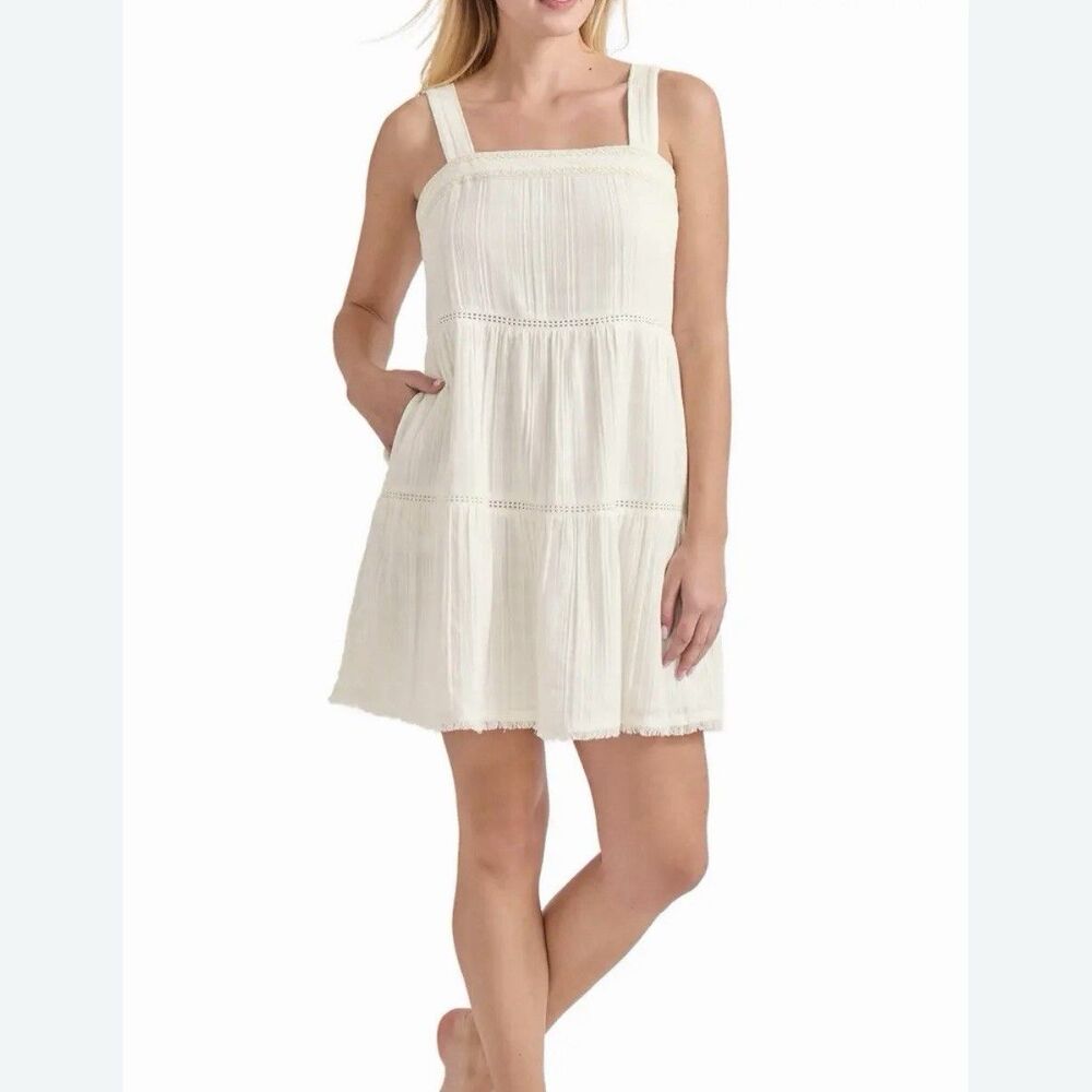 Tommy Bahama Mykonos Texture Sleeveless Cover-Up Sundress Size Medium White